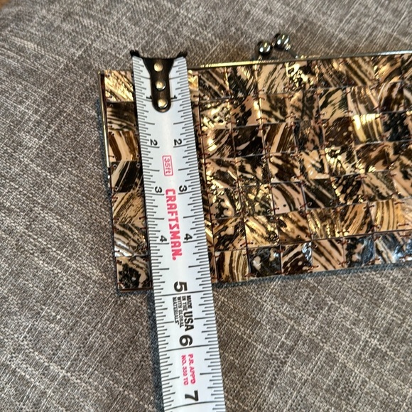 Vintage Mad Bags Mother of Pearl Shell Tiles Brown Black Beaded Clutch - Picture 6 of 7